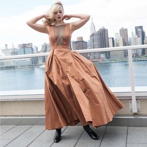 Rose Gold Vegan Satin Wedding & Black Tie Gala Gown Formal VAUTE M New w tags